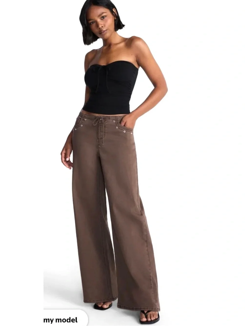 No Boundaries Drawstring Grommet Wide Leg brown jeans Women's Small